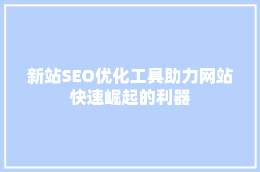 新站SEO优化工具助力网站快速崛起的利器