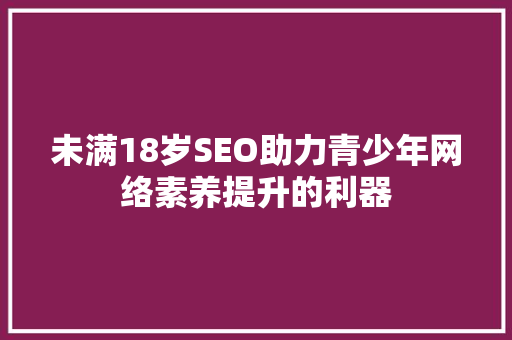未满18岁SEO助力青少年网络素养提升的利器