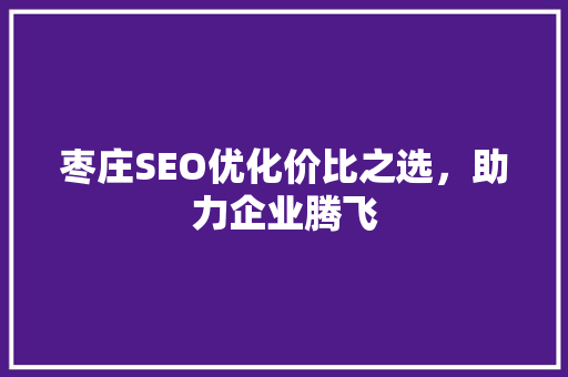 枣庄SEO优化价比之选，助力企业腾飞