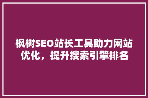 枫树SEO站长工具助力网站优化，提升搜索引擎排名