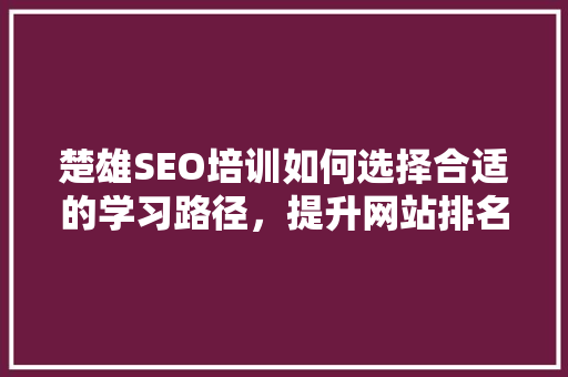 楚雄SEO培训如何选择合适的学习路径，提升网站排名