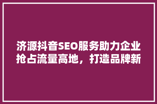 济源抖音SEO服务助力企业抢占流量高地，打造品牌新篇章