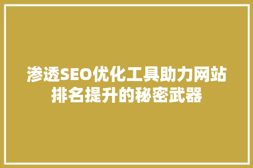渗透SEO优化工具助力网站排名提升的秘密武器
