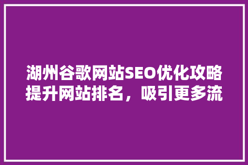 湖州谷歌网站SEO优化攻略提升网站排名，吸引更多流量