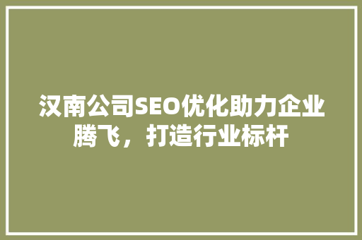 汉南公司SEO优化助力企业腾飞，打造行业标杆