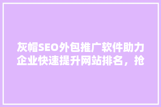 灰帽SEO外包推广软件助力企业快速提升网站排名，抢占市场先机
