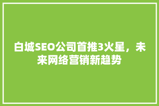 白城SEO公司首推3火星，未来网络营销新趋势
