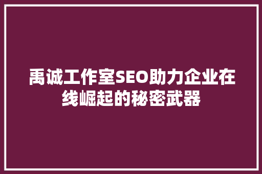 禹诚工作室SEO助力企业在线崛起的秘密武器