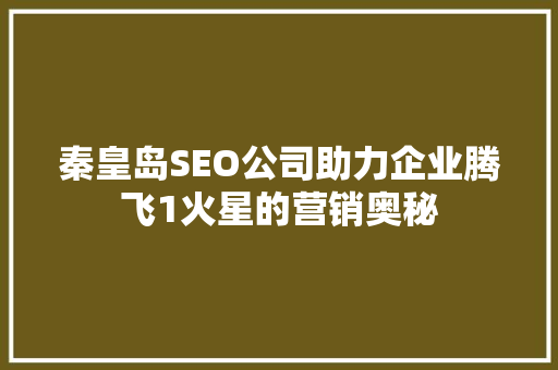 秦皇岛SEO公司助力企业腾飞1火星的营销奥秘