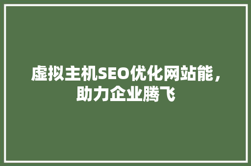 虚拟主机SEO优化网站能，助力企业腾飞
