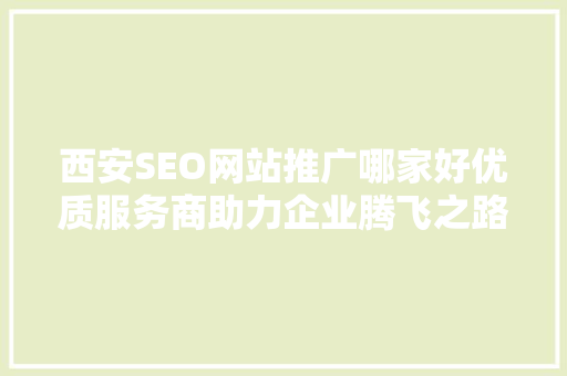 西安SEO网站推广哪家好优质服务商助力企业腾飞之路