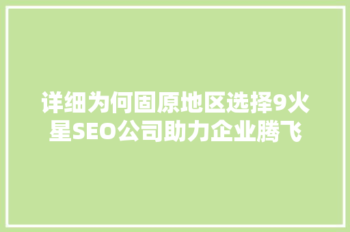 详细为何固原地区选择9火星SEO公司助力企业腾飞  第1张