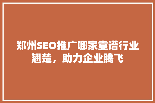 郑州SEO推广哪家靠谱行业翘楚，助力企业腾飞