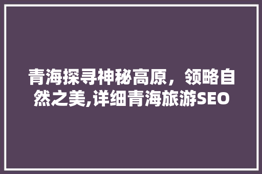 青海探寻神秘高原，领略自然之美,详细青海旅游SEO关键词优化步骤