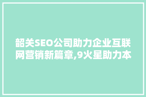 韶关SEO公司助力企业互联网营销新篇章,9火星助力本地企业崛起
