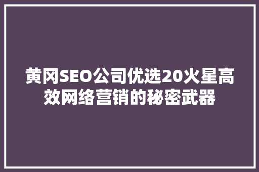 黄冈SEO公司优选20火星高效网络营销的秘密武器
