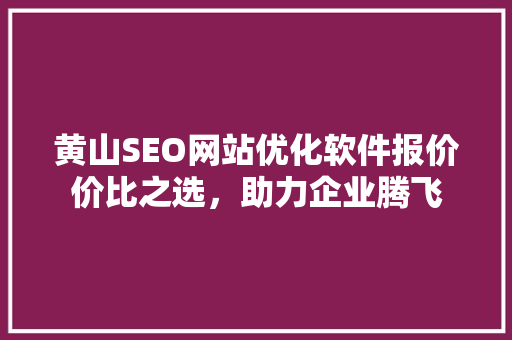 黄山SEO网站优化软件报价价比之选，助力企业腾飞