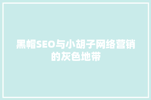 黑帽SEO与小胡子网络营销的灰色地带