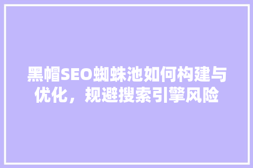 黑帽SEO蜘蛛池如何构建与优化，规避搜索引擎风险