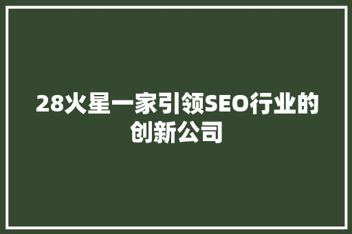 28火星一家引领SEO行业的创新公司