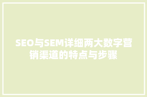 SEO与SEM详细两大数字营销渠道的特点与步骤
