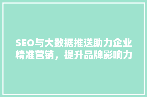 SEO与大数据推送助力企业精准营销，提升品牌影响力