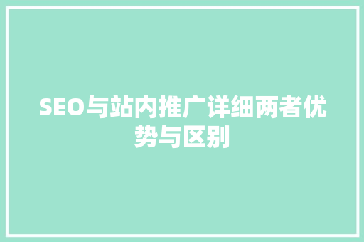 SEO与站内推广详细两者优势与区别