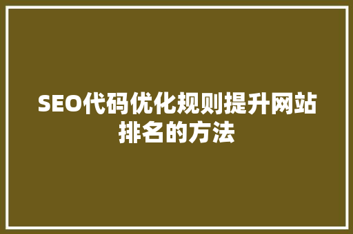SEO代码优化规则提升网站排名的方法  第1张