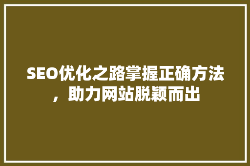 SEO优化之路掌握正确方法，助力网站脱颖而出