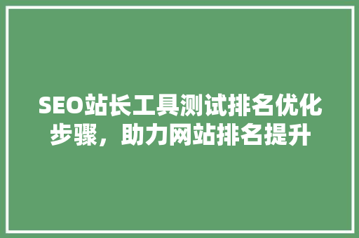 SEO站长工具测试排名优化步骤，助力网站排名提升