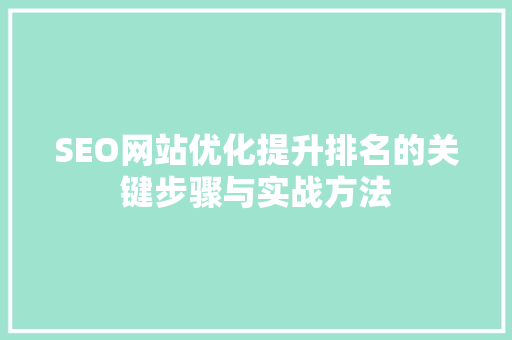 SEO网站优化提升排名的关键步骤与实战方法