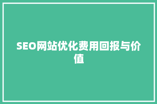 SEO网站优化费用回报与价值
