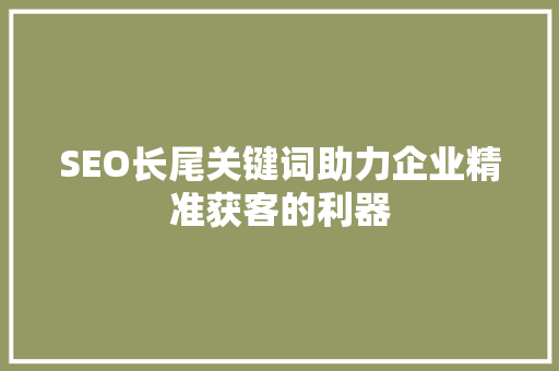 SEO长尾关键词助力企业精准获客的利器