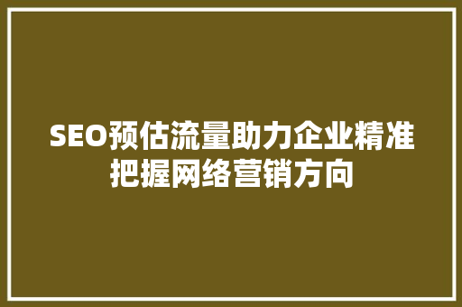 SEO预估流量助力企业精准把握网络营销方向