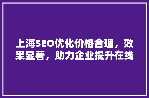 上海SEO优化价格合理，效果显著，助力企业提升在线竞争力