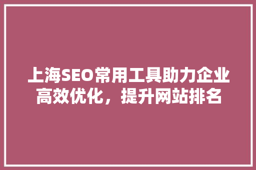 上海SEO常用工具助力企业高效优化，提升网站排名