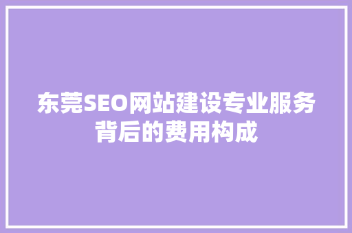 东莞SEO网站建设专业服务背后的费用构成