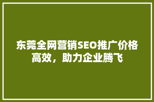东莞全网营销SEO推广价格高效，助力企业腾飞