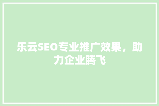 乐云SEO专业推广效果，助力企业腾飞