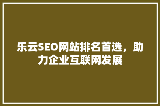 乐云SEO网站排名首选，助力企业互联网发展