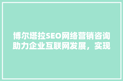 博尔塔拉SEO网络营销咨询助力企业互联网发展，实现品牌价值最大化
