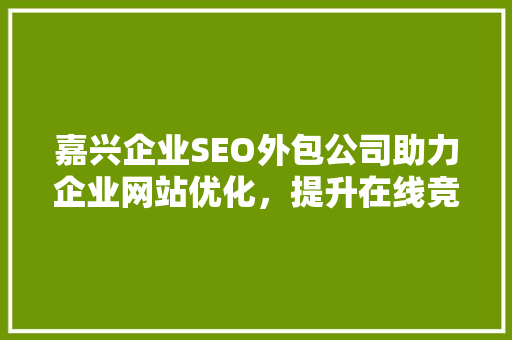 嘉兴企业SEO外包公司助力企业网站优化，提升在线竞争力