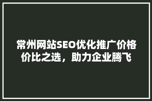 常州网站SEO优化推广价格价比之选，助力企业腾飞
