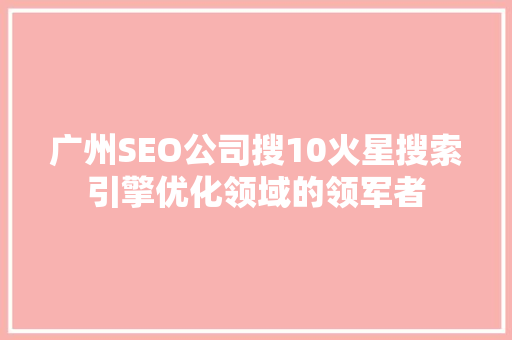 广州SEO公司搜10火星搜索引擎优化领域的领军者
