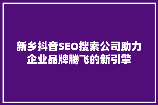 新乡抖音SEO搜索公司助力企业品牌腾飞的新引擎