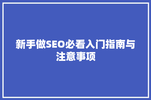 新手做SEO必看入门指南与注意事项