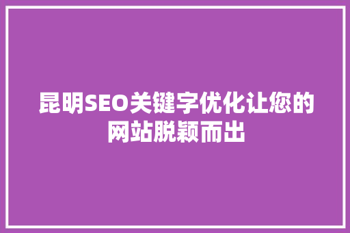 昆明SEO关键字优化让您的网站脱颖而出