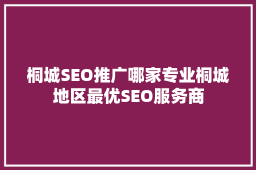 桐城SEO推广哪家专业桐城地区最优SEO服务商