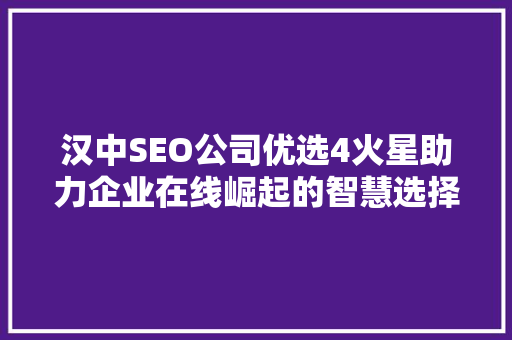 汉中SEO公司优选4火星助力企业在线崛起的智慧选择