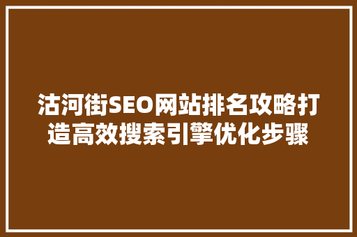 沽河街SEO网站排名攻略打造高效搜索引擎优化步骤